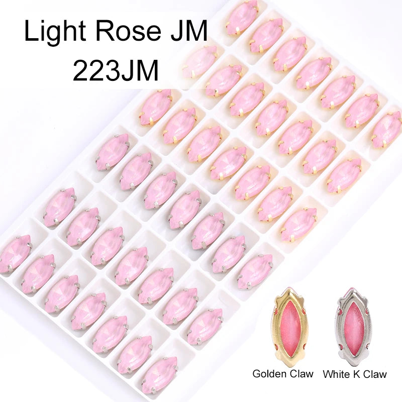 Acmore Crystal Navette Shaped Aurora Mocha Rhinestone Strass Crystal Stones With Hollow Copper Claw Sew on Garment DIY Accessories