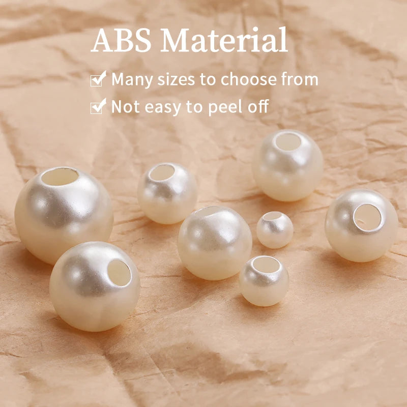 Acmore Crystal Wholesale Pearl Jewelry Beads White Abs Plastic Decoration Pearl Round Loose Pearls in Bulk With Holes