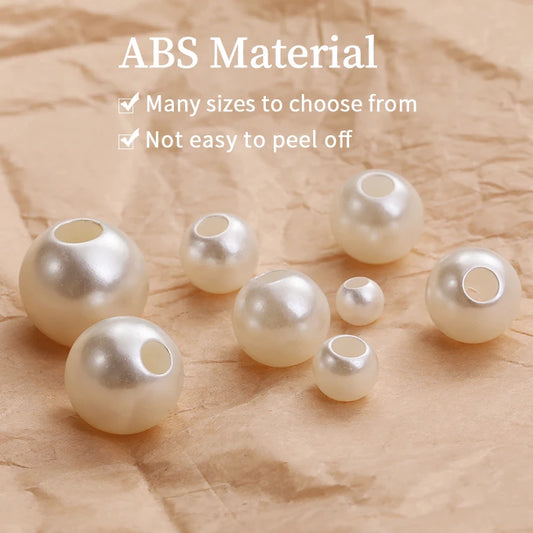 Acmore Crystal Wholesale Pearl Jewelry Beads White Abs Plastic Decoration Pearl Round Loose Pearls in Bulk With Holes
