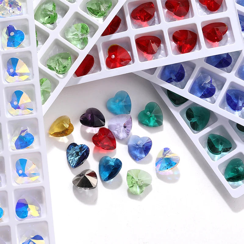 Acmore Crystal Heart Shape10MM K9 Loose Pointed Back Crystal Rhinestones for Jewelry Custom Pendant for Necklace Making