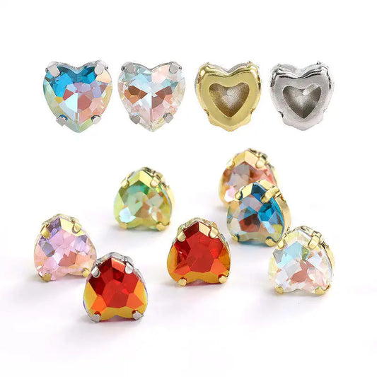 Acmore Crystal High Quality Heart  LA Series Glass  Copper Claw Fancy Rhinestones for Sewing Accessories Jewelry Making