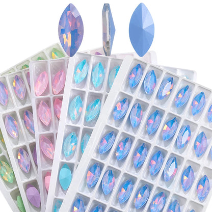 Xihcuan Wholesale Navette Shape Point Back Class Opal Mocha DE Rhinestones Glue on Clothes Fashion DIY Nail Art