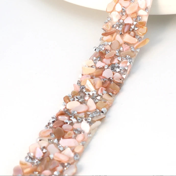 Acmore Crystal  Hot-Fix Gravel Tape 2cm Wide Rhinestone Chain Stone Cake Ribbon Trimming Wedding Decoration Sewing Accessories