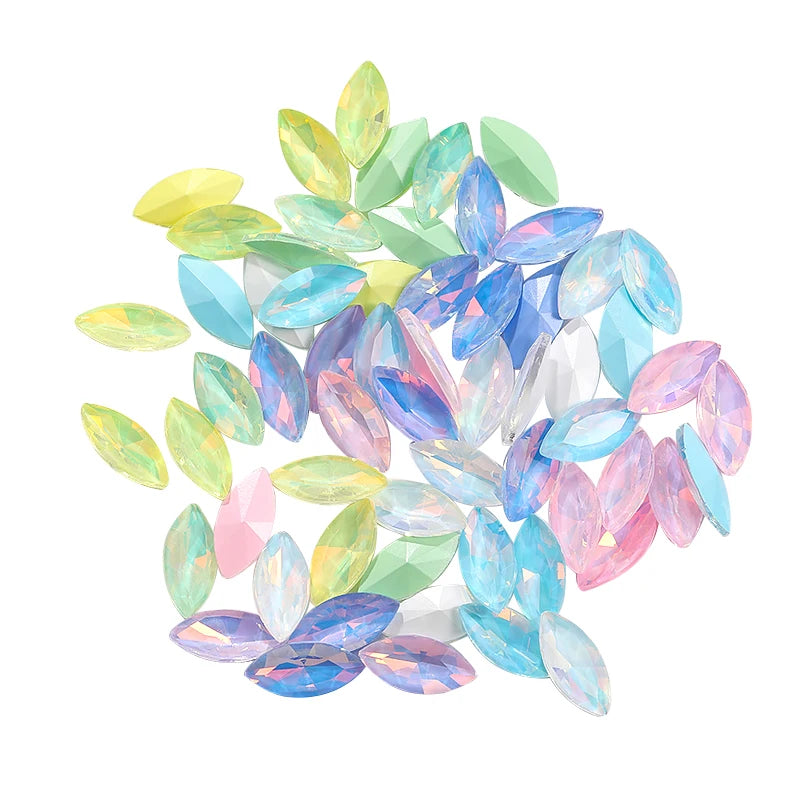 Xihcuan Wholesale Navette Shape Point Back Class Opal Mocha DE Rhinestones Glue on Clothes Fashion DIY Nail Art
