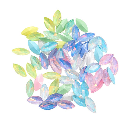 Xihcuan Wholesale Navette Shape Point Back Class Opal Mocha DE Rhinestones Glue on Clothes Fashion DIY Nail Art