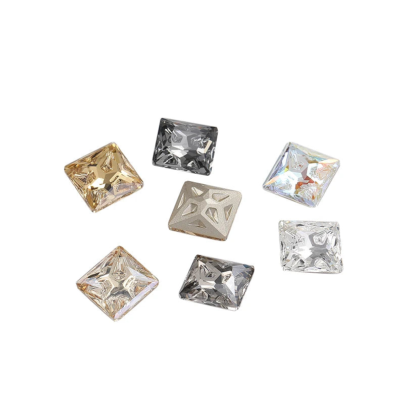 Acmore Crystal Square Shape Star Meteorite Series 12 /18mm K9 Glass Pointback Crystal Stones Rhinestones for Jewelry Making Garment