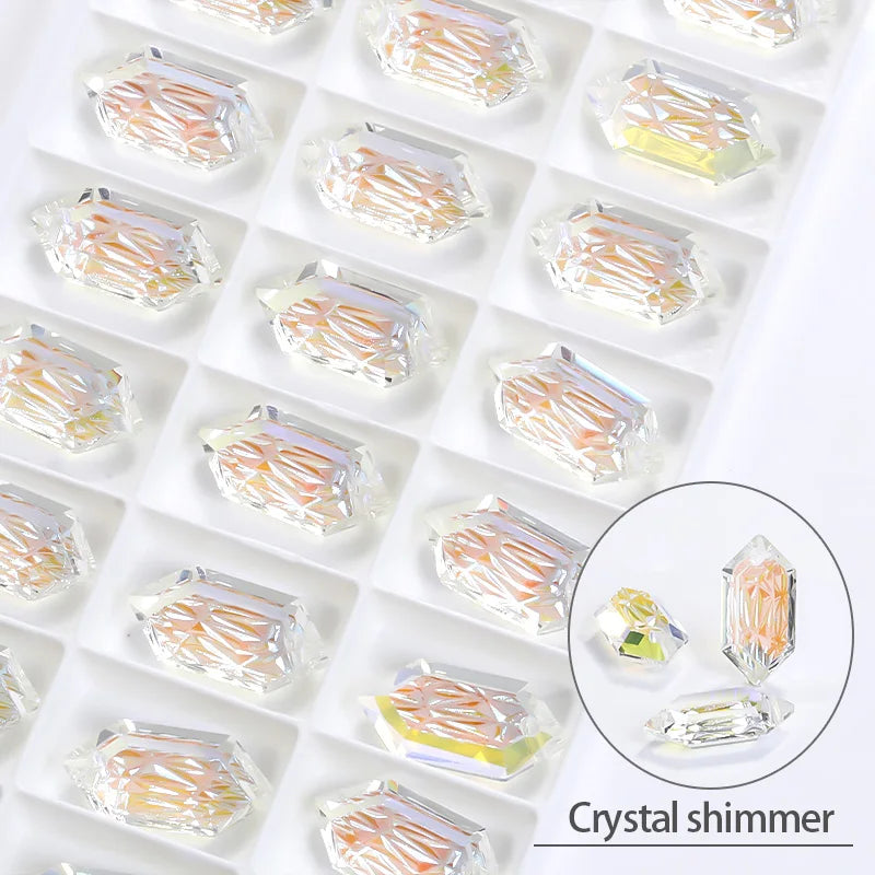 Acmore Crystal Relief Series Long Rhombus Glitter Custom DIY K9 Crystal Bead Jewelry Pendants for Necklace Earring Brooch Women