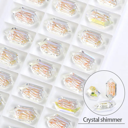 Acmore Crystal Relief Series Long Rhombus Glitter Custom DIY K9 Crystal Bead Jewelry Pendants for Necklace Earring Brooch Women