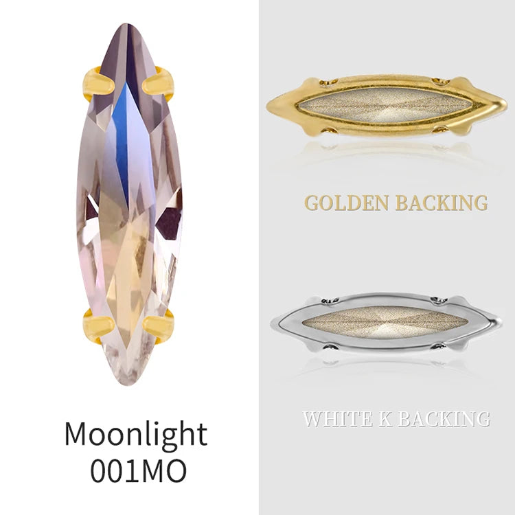 20 Colors Rhinestones Claw Settings Sew on Stones Crystal Rhinestones Gold Navette Claw Stones Navette Claw Stones