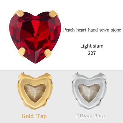 Crystal Ab Color Heart Shape Sewing Rhinestones With Golden Silver Claw Setting Peach Heart Hollow Claw Rhinestone
