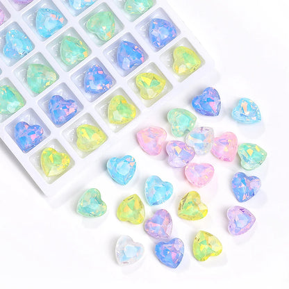 Acmore Crystal New Design Point Back Heart Shape Rhinestones Glass Crystal Stones Opal Mocha Fashion Nail Art Decoration