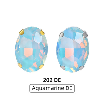 Acmore Crystal Wholesale High Quality Sew on Four Claws  Oval Shape Strass Flatback Glass Rhinestones Wedding Dress Crafts