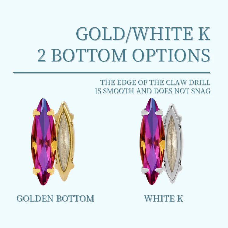 20 Colors Rhinestones Claw Settings Sew on Stones Crystal Rhinestones Gold Navette Claw Stones Navette Claw Stones