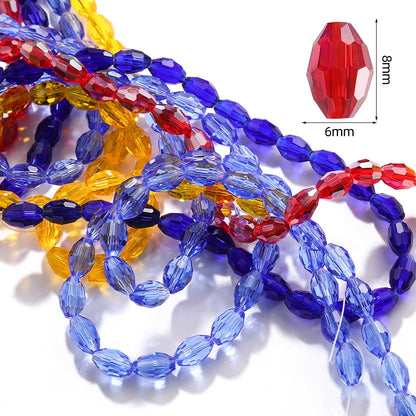 Acmore Crystal Popular  6*8MM Olive-shaped Crystal Beads for Clothing Making Best  DIY Accessories for Door & Curtain Decoration