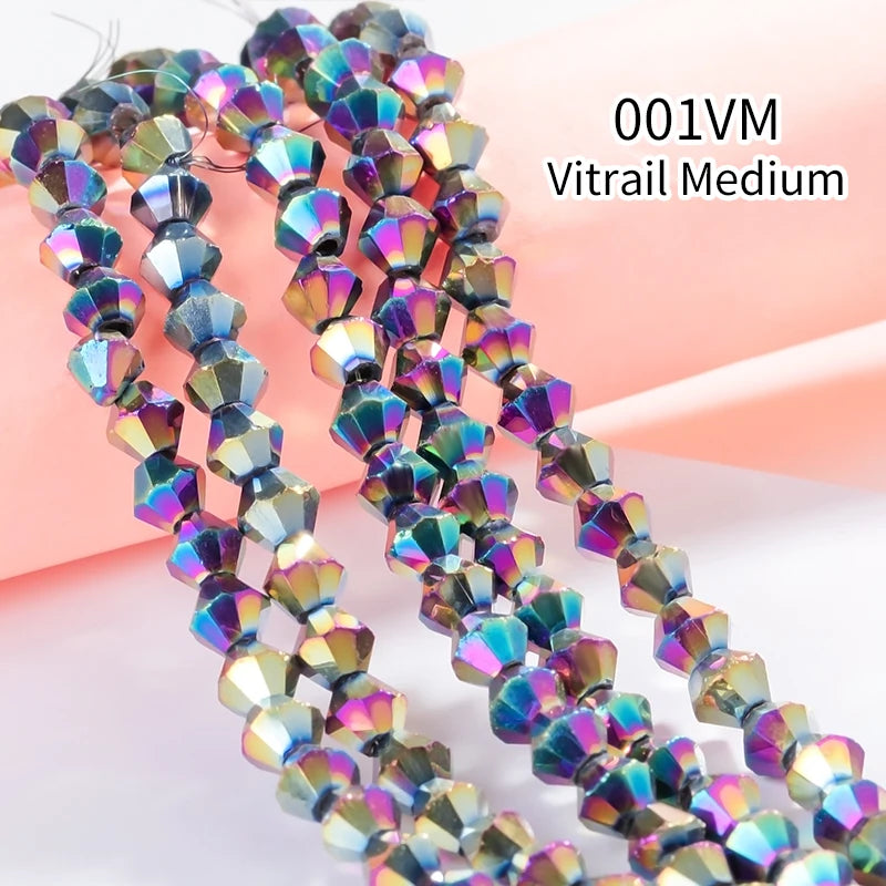 Acmore Crystal 4mm 21 Colors Bicone Shaped Crystal Stone Wholesale Loose Necklace Bracelet Earring Through Hole Glass Rhinestone Beads