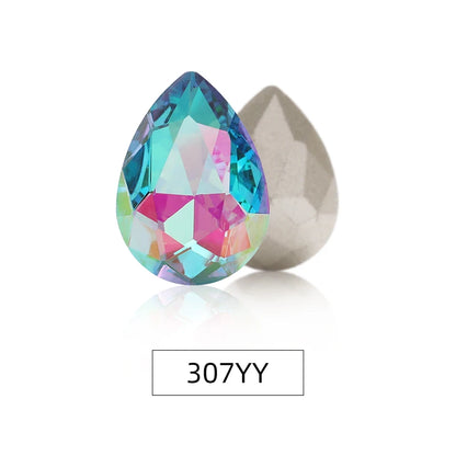 Acmore Crystal New Arrival  Shadow Series Tear Drop Shape Piont Back High Quality Rhinestones Glass Crystal Stone for Nail Art