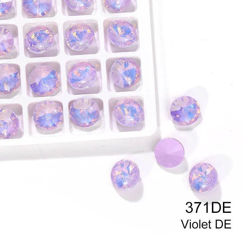 Acmore Crystal High Quality Opal Mocha DE Point Back Rivoli Shape Colorful Rhinestones Glass Crystal DIY Clothes Design