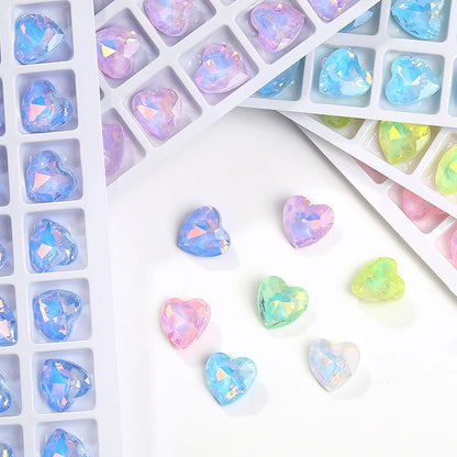 Acmore Crystal New Design Heart Shape Opal Mocha Rhinestones Point Back Glass Crystal Stones Fashion Clothing Decoration