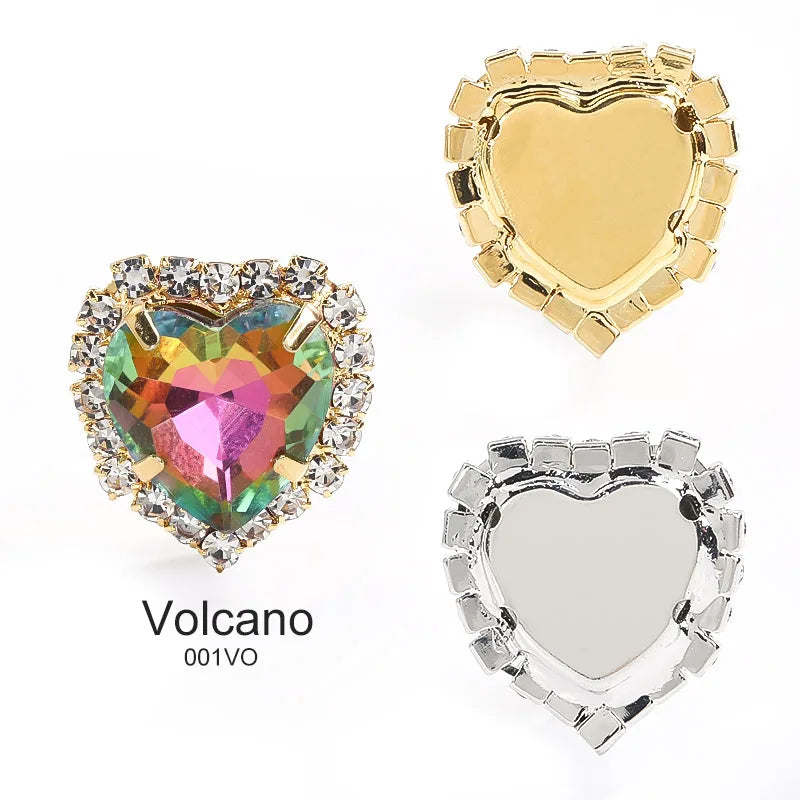 Acmore Crystal Flat Back Heart Crystal Rhinestone Flatback Sewing Supplies Stones for Diy Clothing DIY Nail Supplies
