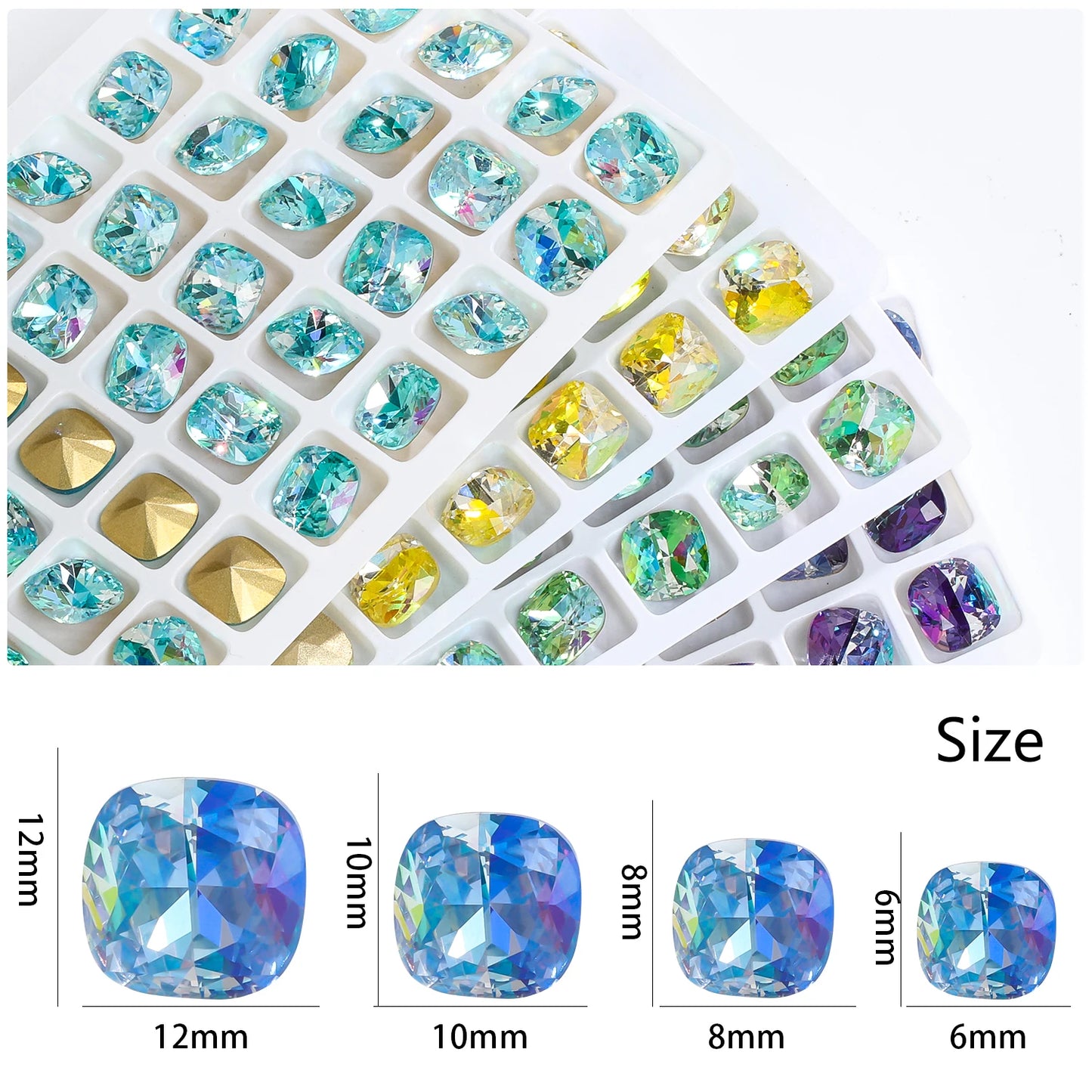 Acmore Crystal Wholesale Cushion Pointback Rhinestone K9 Glass Fancy Stone Loose Glass Design DIY Clothes Bags Shoes