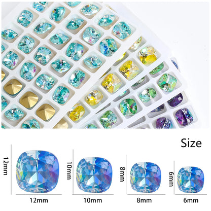 Acmore Crystal Wholesale Cushion Pointback Rhinestone K9 Glass Fancy Stone Loose Glass Design DIY Clothes Bags Shoes