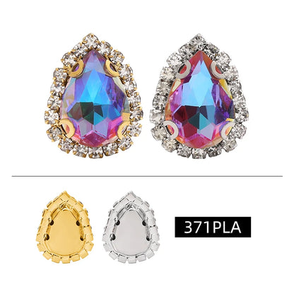 Acmore Crystal New Arrival 3D Piont Back Glass Rhinestone with Brass Caw Shadow Series Tear Drop Nail Art Rhinestones Charm for Cloth