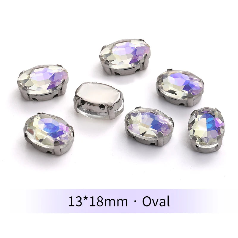 Acmore Crystal Moonlight Mixed Shapes Sew on Rhinestone With Silver Claw Setting DIY for Festival Decoration Accessories