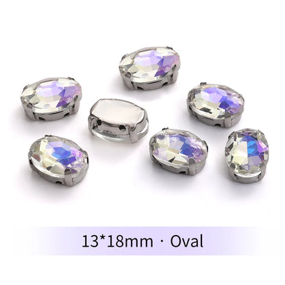 Acmore Crystal Moonlight Mixed Shapes Sew on Rhinestone With Silver Claw Setting DIY for Festival Decoration Accessories
