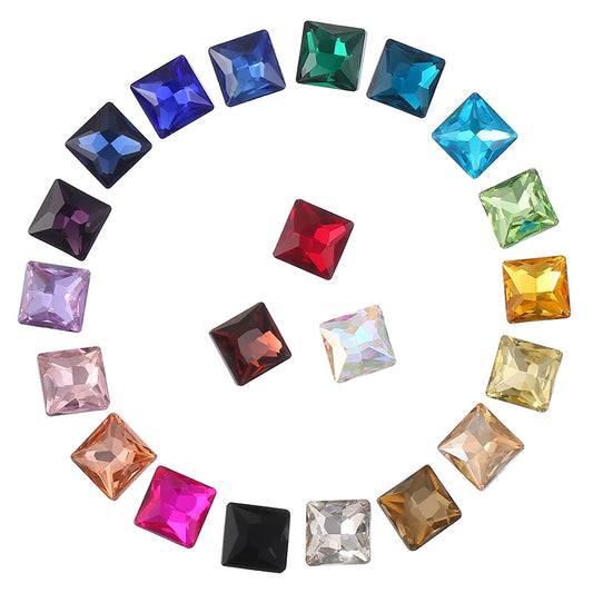 Hot Sale Square Fancy Stone Colorful Crystal Jewelry Point Back Rhinestones