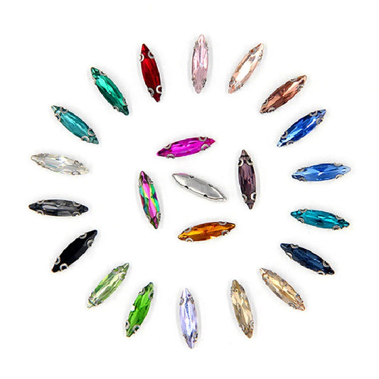 Navette Crystal Fancy Stone With D Claw Setting for Sew on Wedding Dress