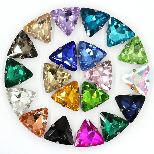 Colorful Triangle Crystal Stone With Claw Settings for T-Shirt Loose Rhinestones