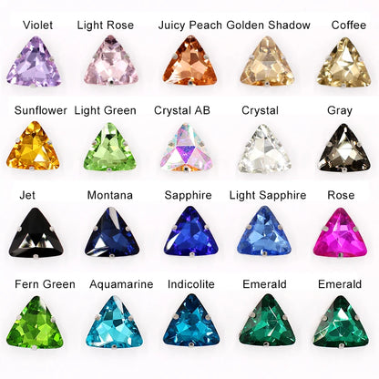 Colorful Triangle Crystal Stone With Claw Settings for T-Shirt Loose Rhinestones