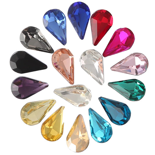 Teardrop Shape Point Back Glass Crystal Fancy Stone Diamond for Garment Loose Beads Factory Direct Glass Crystal Diamond Stone