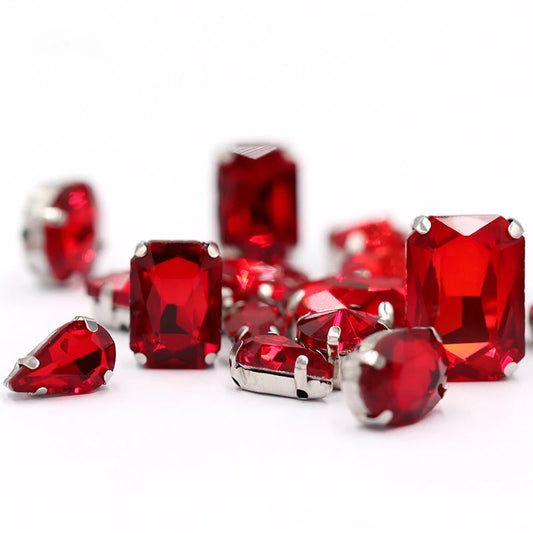 Hot Sell Crystal Buckle Droplet Sew on Rhinestone With Claw for DIY Jewelry Hair Clips Wedding Dess