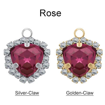 Xichuan Fat Triangle Shaped Crystal Stone K9 Glass Sew on Cup Chain Setting Shiny Colors Rhinestone Crafts Pendant Necklace