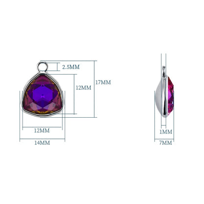 Acmore Crystal Fat Triangle Shape Shiny Color Stone Alloy Back Pendant Necklace Diy for Brooch Earring Brooch Bracelet Hair Accessories