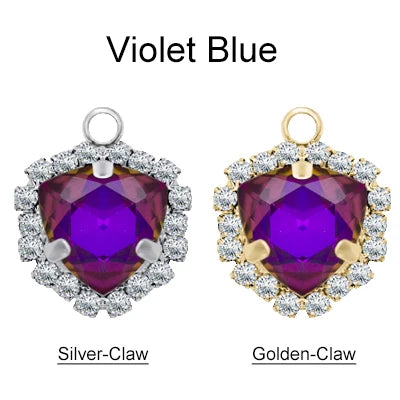 Xichuan Fat Triangle Shaped Crystal Stone K9 Glass Sew on Cup Chain Setting Shiny Colors Rhinestone Crafts Pendant Necklace