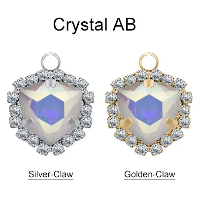 Xichuan Fat Triangle Shaped Crystal Stone K9 Glass Sew on Cup Chain Setting Shiny Colors Rhinestone Crafts Pendant Necklace
