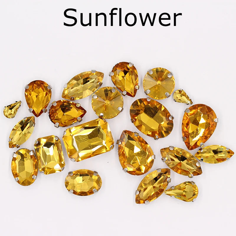 Hot Sell Crystal Buckle Droplet Sew on Rhinestone With Claw for DIY Jewelry Hair Clips Wedding Dess