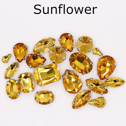 Hot Sell Crystal Buckle Droplet Sew on Rhinestone With Claw for DIY Jewelry Hair Clips Wedding Dess