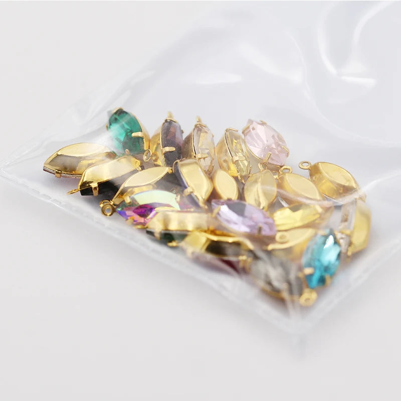 Factory Direct Navette Shape Crystal Stone Pendant With Silver Claw Necklace/Brancelet Accessories 7*15MM Silver
