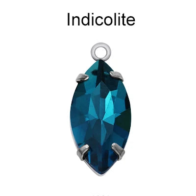 Factory Direct Navette Shape Crystal Stone Pendant With Silver Claw Necklace/Brancelet Accessories 7*15MM Silver