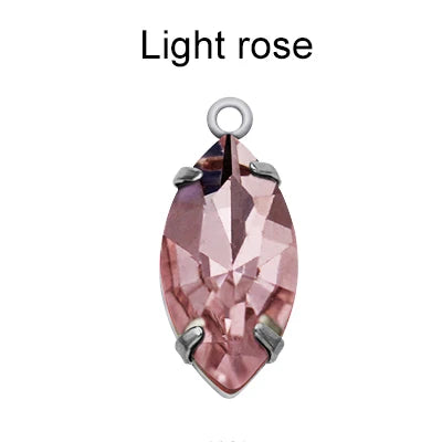 Factory Direct Navette Shape Crystal Stone Pendant With Silver Claw Necklace/Brancelet Accessories 7*15MM Silver