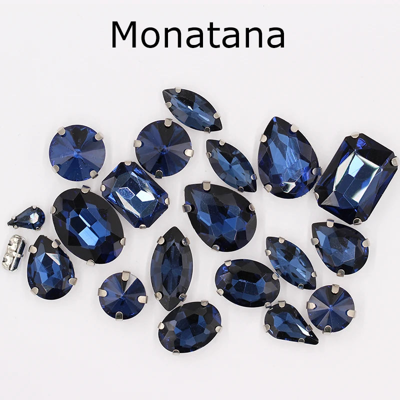 Hot Sell Crystal Buckle Droplet Sew on Rhinestone With Claw for DIY Jewelry Hair Clips Wedding Dess
