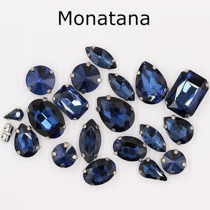 Hot Sell Crystal Buckle Droplet Sew on Rhinestone With Claw for DIY Jewelry Hair Clips Wedding Dess