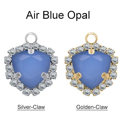 Xichuan Fat Triangle Shaped Crystal Stone K9 Glass Sew on Cup Chain Setting Shiny Colors Rhinestone Crafts Pendant Necklace