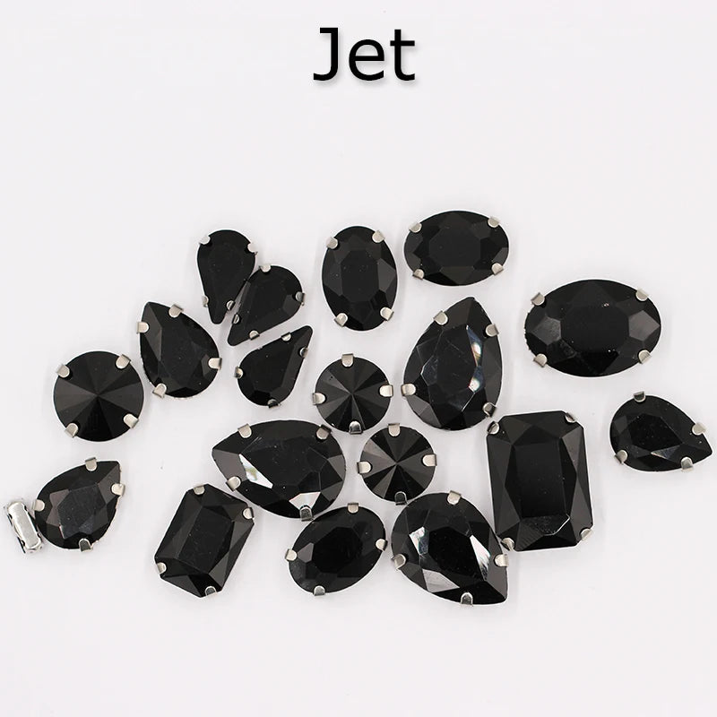 Hot Sell Crystal Buckle Droplet Sew on Rhinestone With Claw for DIY Jewelry Hair Clips Wedding Dess