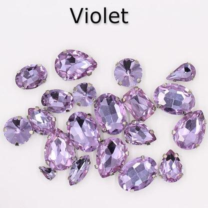 Hot Sell Crystal Buckle Droplet Sew on Rhinestone With Claw for DIY Jewelry Hair Clips Wedding Dess