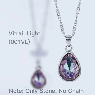 Acmore Crystal Drop Shaped Fancy Shiny Colors K9 Crystal Stones Alloy Back Pendant Necklace Deco Charms Jewelry Rhinestones Accessories