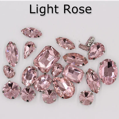 Hot Sell Crystal Buckle Droplet Sew on Rhinestone With Claw for DIY Jewelry Hair Clips Wedding Dess
